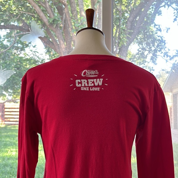 RAISING CANES CHICKEN FINGERS ONE LOVE RED LONG SLEEVE SHIRT - Picture 8 of 15